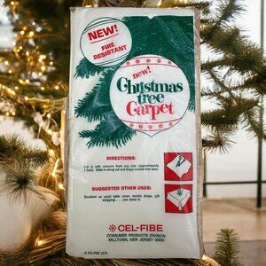 Rare NOS 1970’s Christmas Tree Carpet Skirt Table Cloth Cover 48”x48”Cel-Fibe